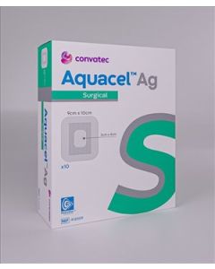 Aquacel Ag Surgical Gelling fibre antimicrobial 9cm x 10cm. Pack of 10.