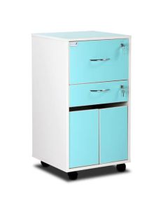 Bristol Mai Bedside Cabinet - Grey White - Lockable Upper And Personal Drawers - Cupboard - Adjustable Shelf - Upper Drawer