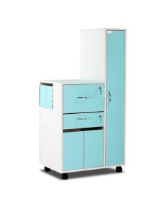 Bristol Maid Bedside Cabinet - Grey White  - Right Hand Wardrobe - Locking Front Flap - Personal Drawer - Cupboard - Adjustable Shelf - Cam Lock 