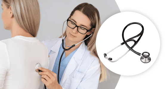 Cardiology Adult Stethoscope (Black) Foamed Lined Box